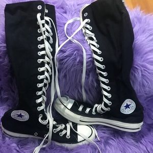 Black and white mid calf converse